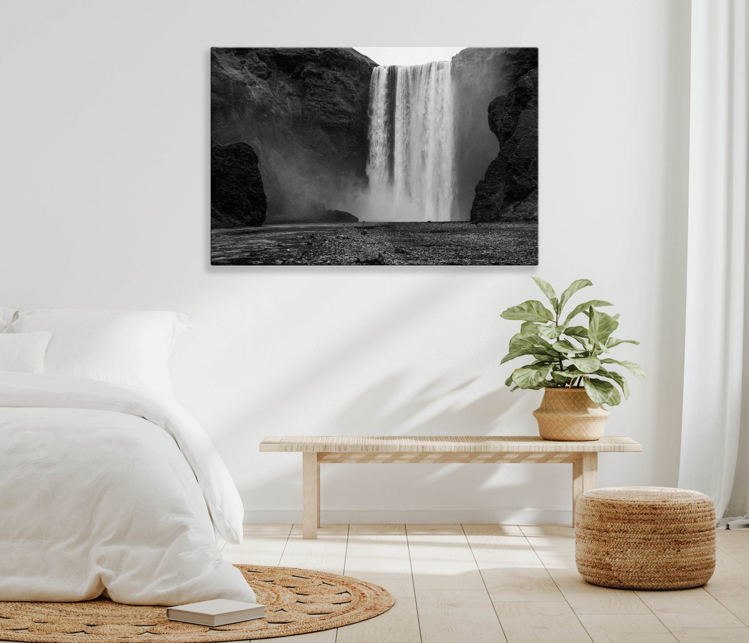 Skogafoss Waterfall, Iceland, Black and White – Canvas Prints | Poster ...